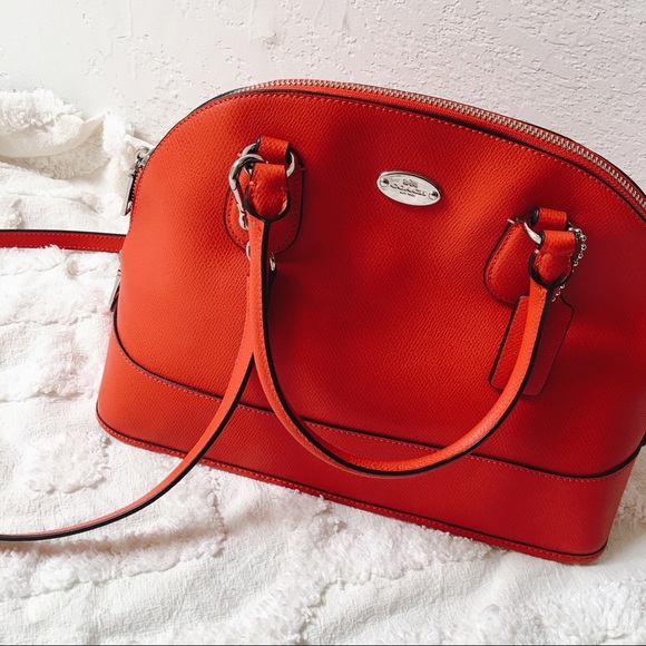 Coach Red Cross-Grain Leather Dome Bag - Picture 4 of 8